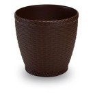 Vaso Rattan Médio Redondo Coffee Elegância e Resistência para Plantas