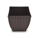 Vaso Cachepô Rattan Quadrado Coffee Compacto e Elegante para Plantas Pequenas