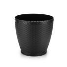 Vaso Rattan Mini 1,8L Redondo Preto – Sofisticação e Praticidade para Plantas
