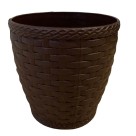 Vaso Rattan Mini Redondo Coffee 1,8L Elegância e Praticidade para Plantas Pequenas
