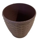 Vaso Rattan Mini Redondo Coffee 1,8L Elegância e Praticidade para Plantas Pequenas