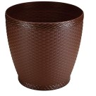 Vaso Rattan Grande Redondo Coffee 35x33cm para Plantas e Decoração
