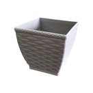 Vaso Cachepô Rattan Quadrado Branco P 19cm – Elegância e Praticidade na Decoração