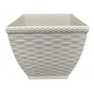 Vaso Cachepô Rattan Mini Quadrado Branco 2,1L – Decorativo e Resistente