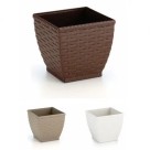 Vaso Cachepô Rattan Pequeno Quadrado 14,5cm Coffee – Decoração Sofisticada para Casa e Jardim