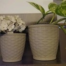 Vaso Cachepô Rattan Redondo750ml Palha – Decoração Sofisticada para Casa e Jardim