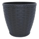Vaso Rattan Redondo 10L Preto – Decoração Sofisticada para Casa e Jardim