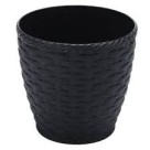 Vaso Rattan Redondo M2 750ml Preto – Decoração Sofisticada para Casa e Jardim