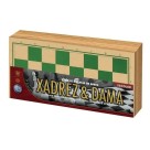 Jogo de Xadrez e Dama Escolar Pais & Filhos em Madeira – Tabuleiro Dobrável 2 em 1 com Peças Resistentes para Crianças e Adultos