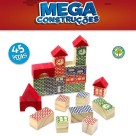 Blocos de Montar Mega Construções 45 Peças Pais & Filhos em Madeira Educativo Infantil
