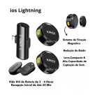 Microfone de Lapela Sem Fio Duplo Kaidi KMF4-A Lightning para iPhone e iPad com Cancelamento de Ruído e Alta Qualidade de Áudio