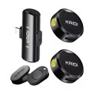 Microfone de Lapela Sem Fio Duplo Kaidi KMF4-A Lightning para iPhone e iPad com Cancelamento de Ruído e Alta Qualidade de Áudio