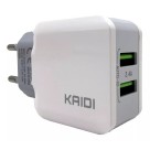 Carregador de Parede Kaidi KD-301C 12W Bivolt com 2 Saídas USB e Tipo-C – Fonte Compacta Rápida e Segura para Celulares e Tablets