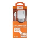 Carregador de Parede Kaidi KD-301C 12W Bivolt com 2 Saídas USB e Tipo-C – Fonte Compacta Rápida e Segura para Celulares e Tablets
