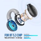 Fone Kaidi KD-797 Bluetooth 5.3 com Condução de Ar, Estojo Transparente com Display LCD e Microfone – Fone Sem Fio Esportivo Recarregável