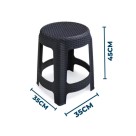 Banqueta Premium Rattan Preta 45x35x35cm