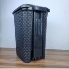 LIXEIRA RATTAN PRETA C/ PEDAL 7L UN.