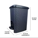 LIXEIRA RATTAN PRETA C/ PEDAL 7L UN.