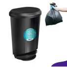 Lixeira Preta 10L com Pedal Compacta e Prática