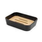 Saboneteira de Plástico com Detalhe em Bambu | Porta Sabonete Barra para Banheiro e Lavabo