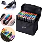 Kit Caneta Touch 60 Cores Twin Marker Ponta Dupla Yins Paper com Case para Desenho, Lettering e Ilustração