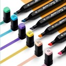 Caneta Touch Twin Marker Yins Paper 80 Cores com Ponta Fina e Chanfrada, Ideal para Arte, Arquitetura, Moda e Lettering