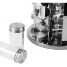 Porta Condimentos 80ml com Base Giratória Inox e Potes de Vidro – Moderno