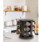 Porta Condimentos 90ml com Base Plástica Giratória, Potes de Vidro e Tampas