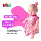 Boneca Sapekinha Primeiros Sons Milk 478 33cm com Som Interativo Infantil Menina Brinquedo Educativo