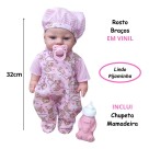 Boneca Bebê Meu Pijaminha Milk 32cm com Mamadeira e Chupeta Infantil