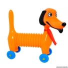 Cachorro Sapeca Sanfonado com Rodinha e Apito Diversas Cores 