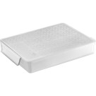 Organizador Multiuso com Tampa de Correr Branco Plástico PP Resistente e Prático para Cozinha e Escritório