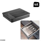 Organizador Multiuso com Tampa Preto Plástico Resistente Empilhável para Cozinha e Escritório