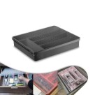 Organizador Multiuso com Tampa Preto Plástico Resistente Empilhável para Cozinha e Escritório