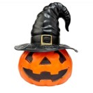 Abóbora Bruxa Laranja Decoração de Halloween Enfeite Temático Festa Assustadora