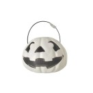 Caldeirão Abóbora G Branca Decoração de Halloween Enfeite Grande Porta-Doces para Festas