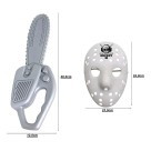 Acessório Kit Halloween — Máscara de Terror Jason + Motosserra Plástica 40cm Fantasia