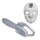 Acessório Kit Halloween — Máscara de Terror Jason + Motosserra Plástica 40cm Fantasia