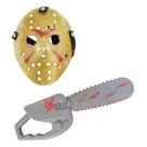 Acessório Kit Halloween — Máscara de Terror Jason + Motosserra Plástica 40cm Fantasia