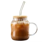 Caneca 420ml de Vidro com Canudo de Vidro – Elegante e Sustentável