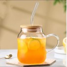 Caneca 420ml de Vidro com Canudo de Vidro – Elegante e Sustentável