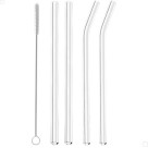 Kit Canudos de Vidro Reutilizáveis c/ 4 Peças + Escova de Limpeza