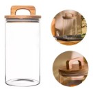 Pote Hermético 1,2L de Vidro com Tampa de Bambu – Conserva Alimentos Secos