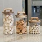 Pote Hermético 1,2L de Vidro com Tampa de Bambu – Conserva Alimentos Secos