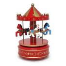 Carrossel Musical de Madeira 17,5x10cm – Decoração Vintage, Presente Romântico, Colecionável Musical Clássico