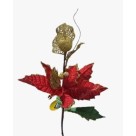 Enfeite Flor de Natal Grande 53cm com Glitter Decorativo para Árvore, Guirlanda e Decoração Festiva