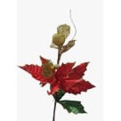 Enfeite Flor de Natal Grande 53cm com Glitter Decorativo para Árvore, Guirlanda e Decoração Festiva