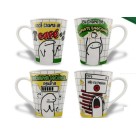 Caneca 290ml de Porcelana Flork com Frases Divertidas Estilo Faixa – Presente Criativo e Decorativo