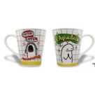 Caneca 290ml de Porcelana Flork com Frases Divertidas Estilo Faixa – Presente Criativo e Decorativo