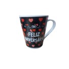 Caneca de Porcelana 290ml Aniversário Faixa  Presente Criativo Lembrança Festiva Resistente para Café Chá e Bebidas